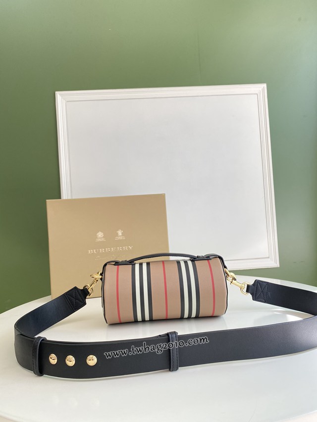 Burberry專門店新款圓筒圓柱形迷你包 巴寶莉Vintage復古格紋棉寬肩帶小挎包 yxb1362